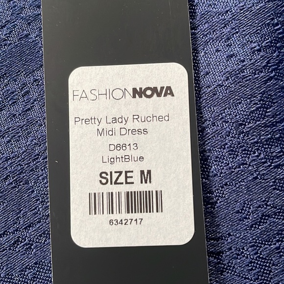 FASHION NOVA Blue Ruched Asymmetrical Bodycon Dress - Picture 5 of 5